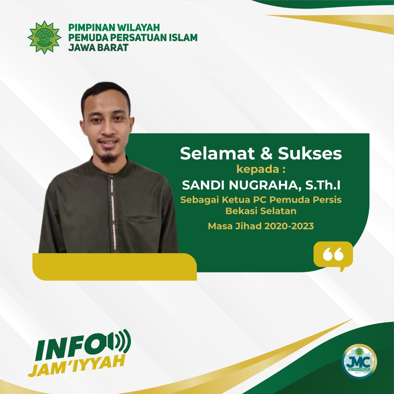 Sandi Nugraha Terpilih Memimpin Pemuda Persis Bekasi Selatan 2020-2023